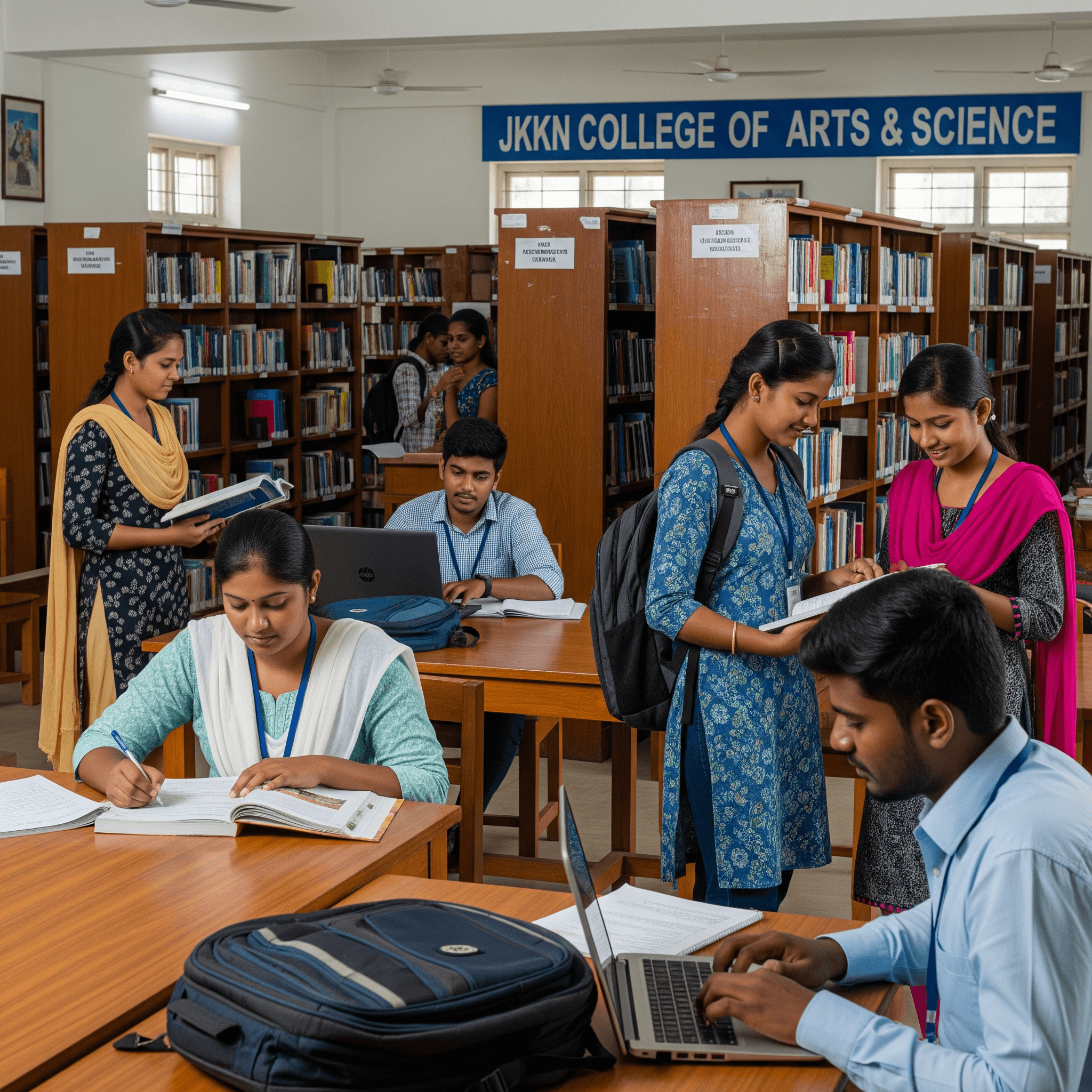 JKKN Arts and Science College library interior