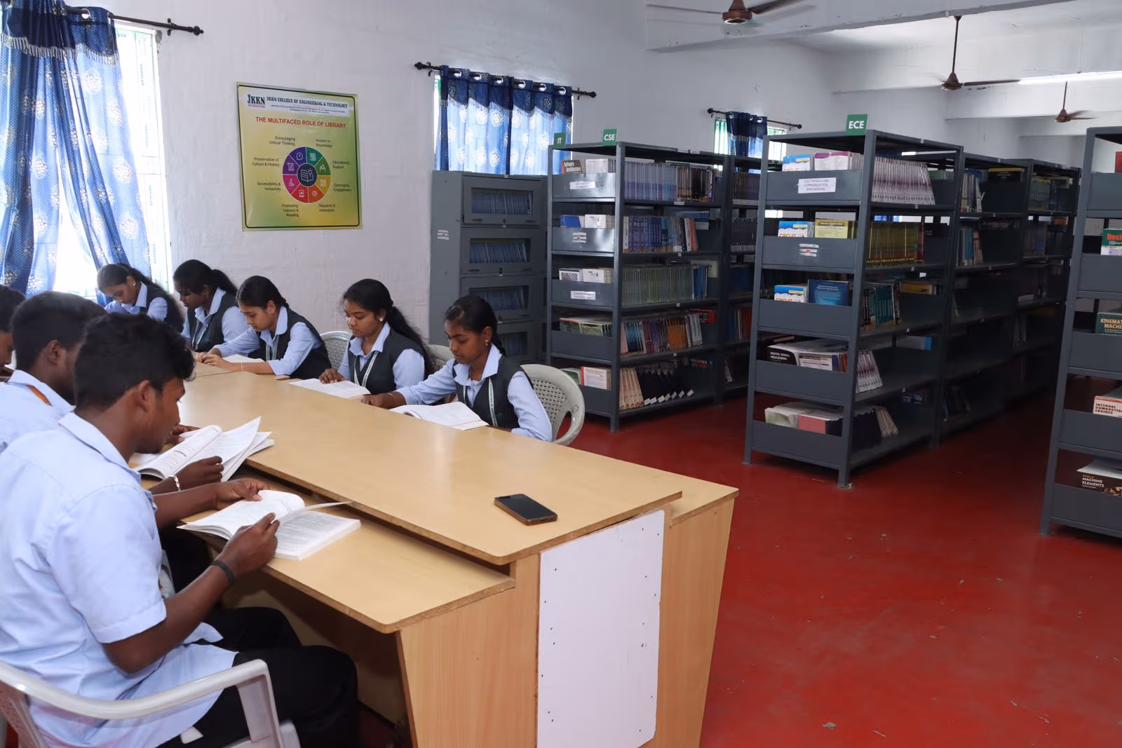 JKKN Arts and Science College library reading area