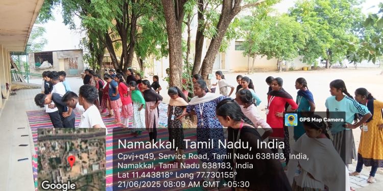 Join us for International Yoga Day on June 21, 2025, at 7:00 a.m. at JKK Nataraja College of Arts and Science (Aided), Komarapalayam!